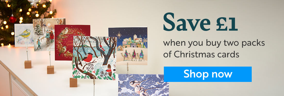 Save £1 when you buy two packs of Christmas cards! Shop now!