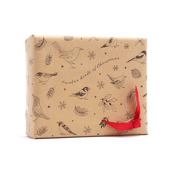12 Birds of Christmas recycled wrapping paper 10 metres product photo back L