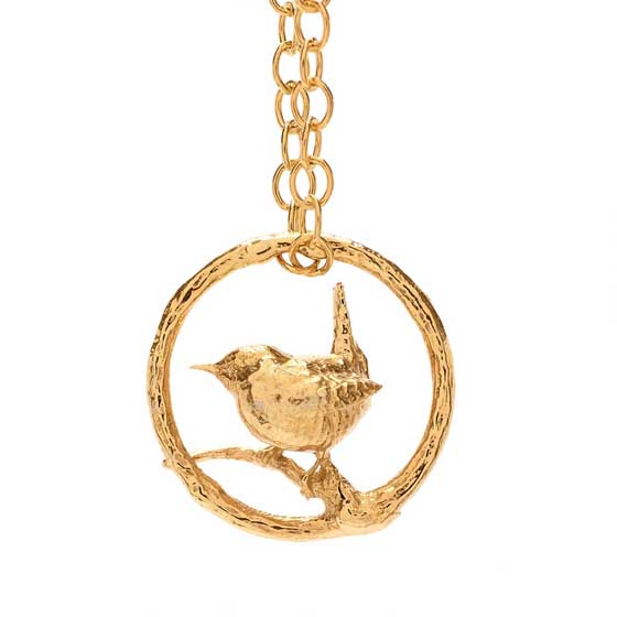 Wren necklace 18ct gold vermeil by Blackbird Jewellery product photo side L