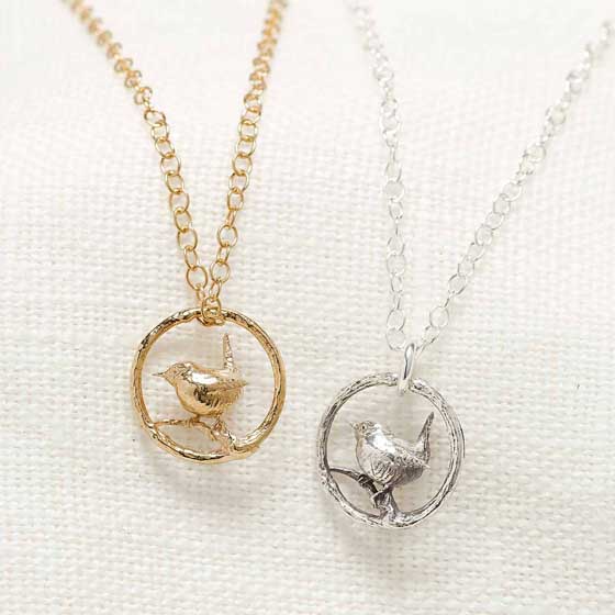 Sterling silver Wren necklace by Blackbird Jewellery product photo ai5 L