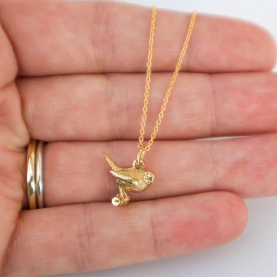 Robin necklace 18ct gold vermeil by Blackbird Jewellery product photo side L