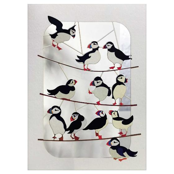 Puffins perching greetings card product photo default L