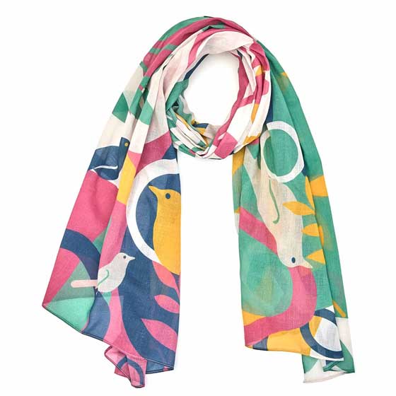 Abstract bird RSPB organic cotton scarf product photo ai5 L