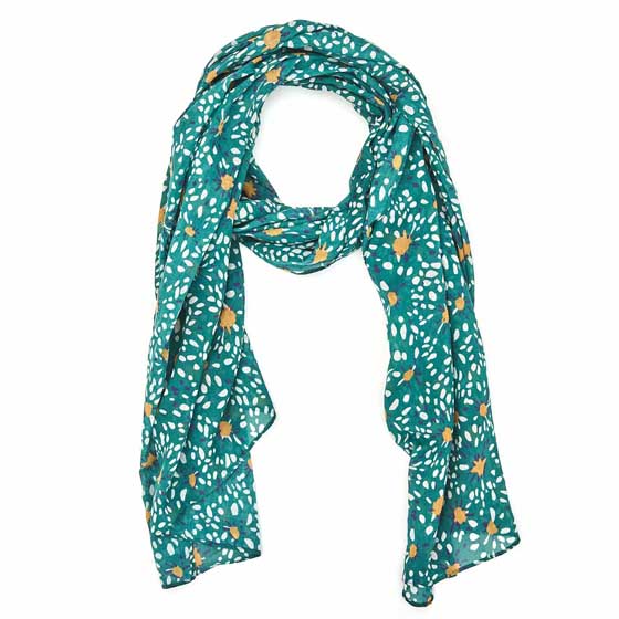 Abstract daisy RSPB organic cotton scarf product photo front L