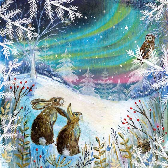 Aurora nights Christmas cards, pack of 10 product photo default L