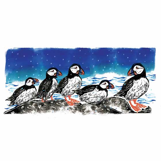 Aurora puffins Christmas cards, pack of 10 product photo default L