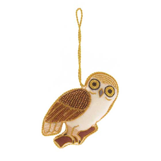 Hanging Barn Owl embroidered Christmas tree decoration product photo default L