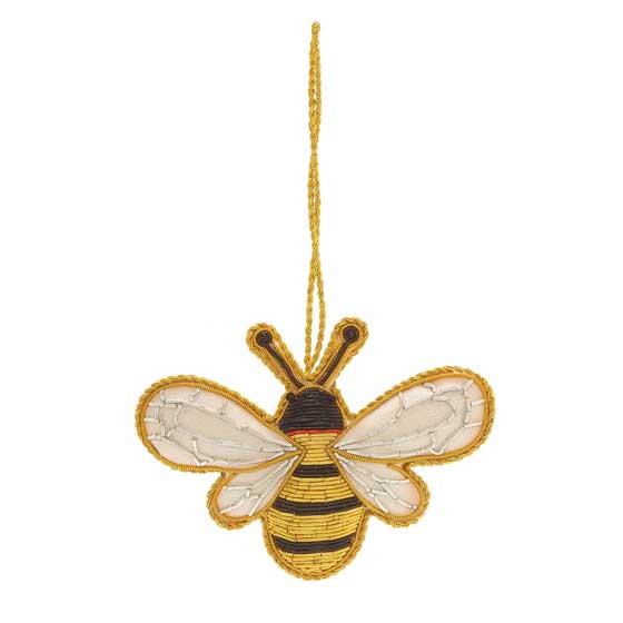 Hanging embroidered bee Christmas decoration product photo default L