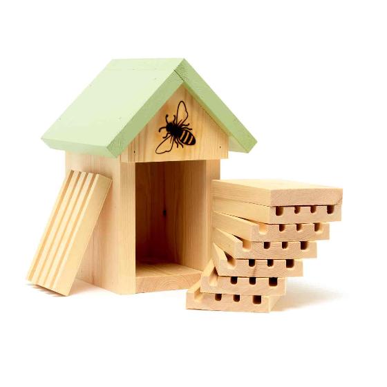 Solitary bee house with wildflower seeds product photo back L
