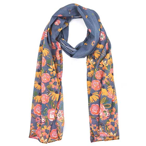 Meadow bees RSPB organic cotton scarf product photo front L