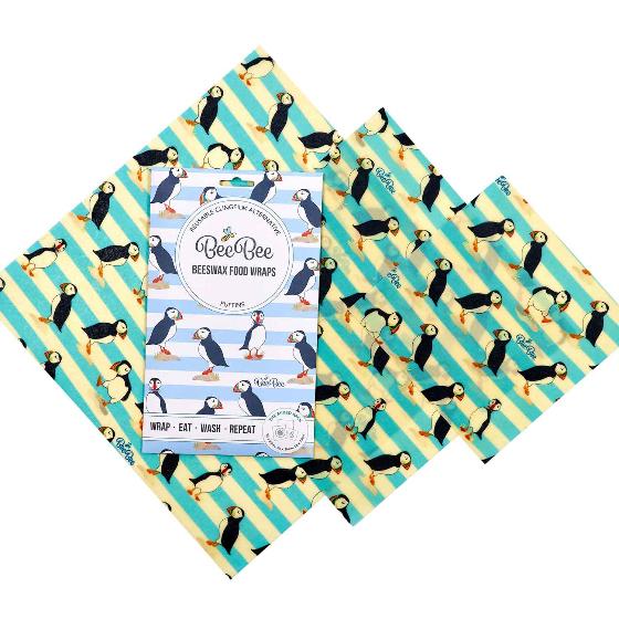 Puffin beeswax food wraps, pack of 3 product photo default L