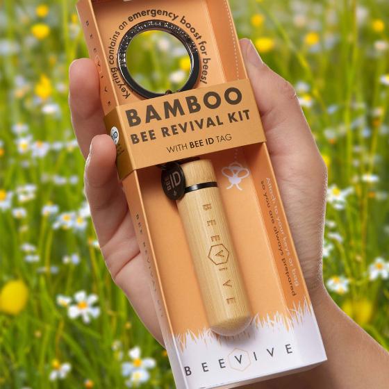 Beevive bee revival kit keyring, bamboo product photo side L