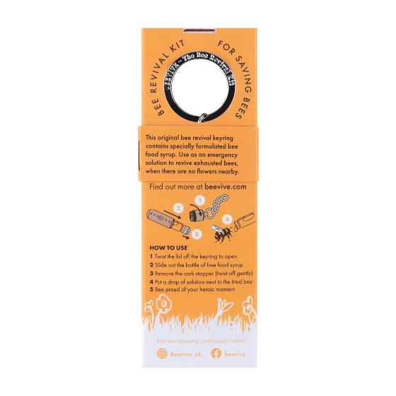 Beevive bee revival kit keyring, black product photo back L