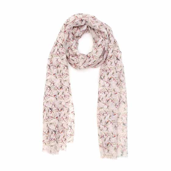 RSPB Birds and berries recycled scarf, cream product photo default L