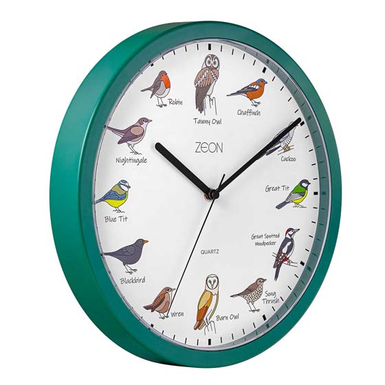 RSPB Slimline birdsong clock, green product photo side L