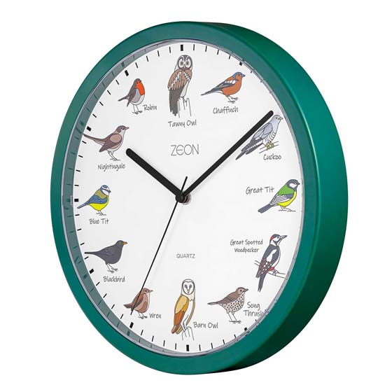 RSPB Slimline birdsong clock, green product photo back L