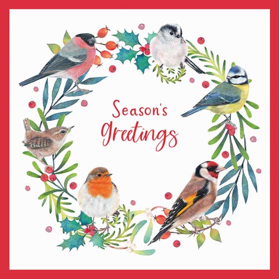 Bird wreath Christmas cards, pack of 10 product photo default L