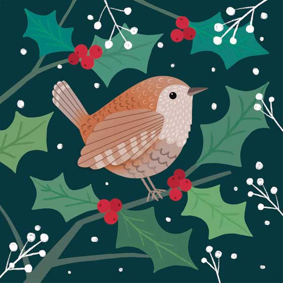 Birds and berries Christmas cards, pack of 10 (2 designs) product photo side L