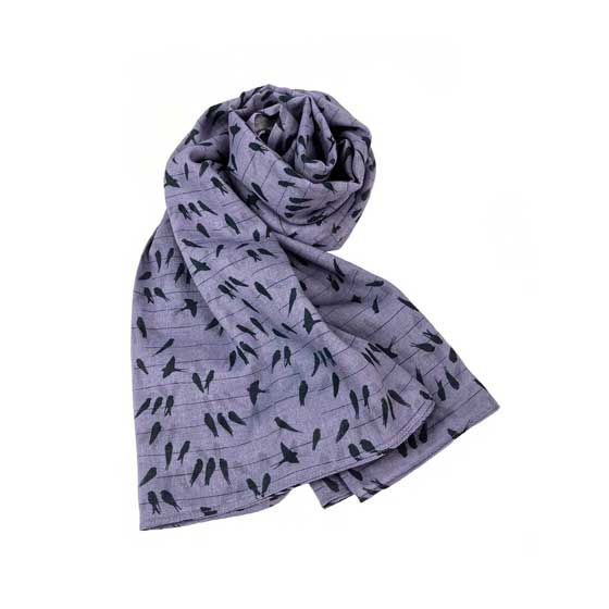 Birds on a wire RSPB organic cotton scarf product photo side L