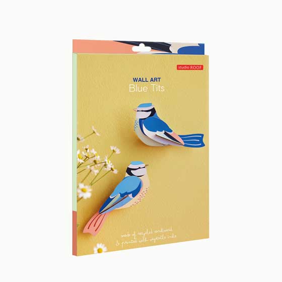 Blue Tits wall art, pack of two product photo side L