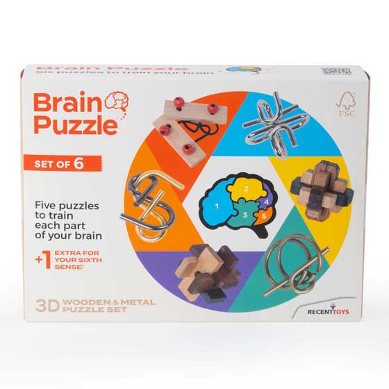 Brain training puzzles, set of 6 product photo back L