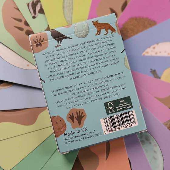 Amazing British nature pairs matching game product photo back L