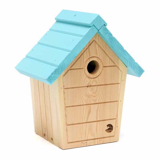 RSPB Cabin nest box, aquamarine product photo front L