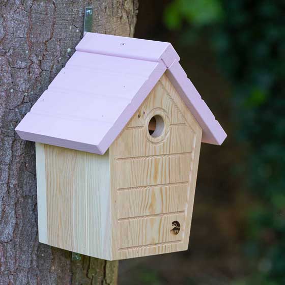 RSPB Cabin nest box, dusty pink product photo side L