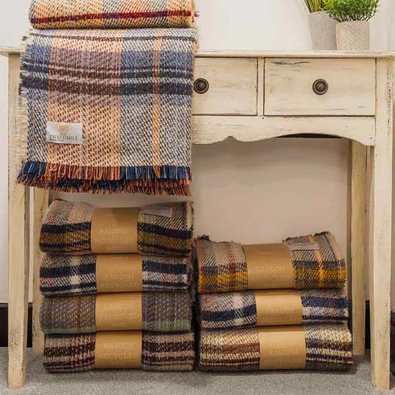 Check 100% recycled wool throw blanket - Tweedmill product photo front L