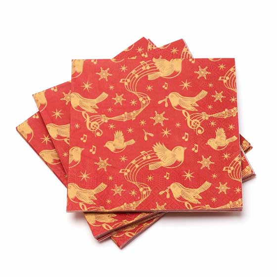 RSPB Christmas chorus Robin napkins, x40 product photo side L