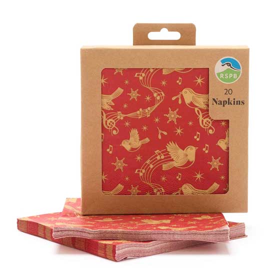 RSPB Christmas chorus Robin napkins, x20 product photo side L