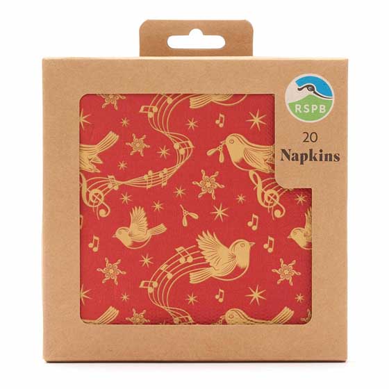 RSPB Christmas chorus Robin napkins, x20 product photo back L