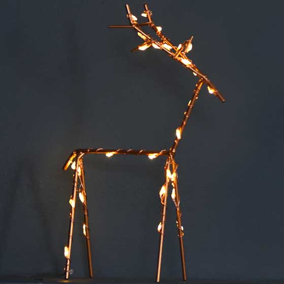 Copper twig light-up reindeer product photo front L