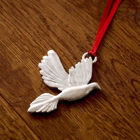 Hanging Dove Christmas decoration, pewter product photo default L