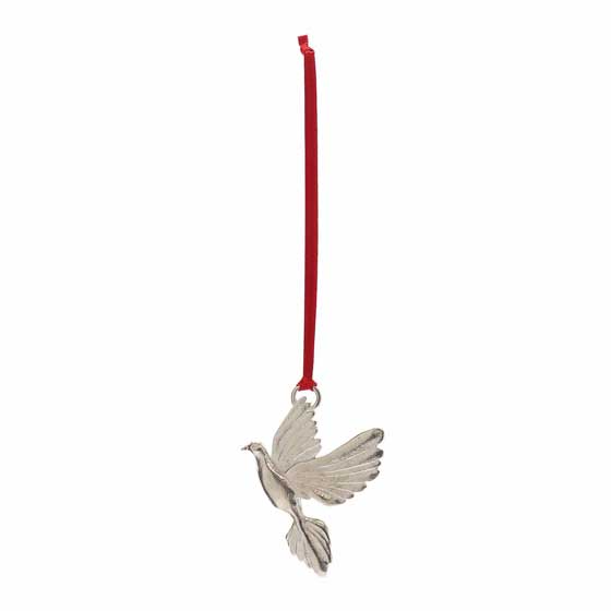 Hanging Dove Christmas decoration, pewter product photo front L