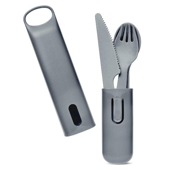 Recycled plastic travel cutlery set by EKU product photo side L