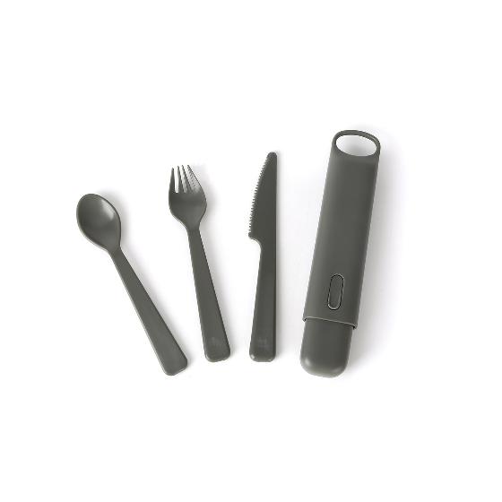 Recycled plastic travel cutlery set by EKU product photo back L