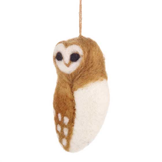 Handmade Barn Owl felt decoration product photo side L