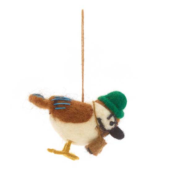 Byron the birdwatcher felt Christmas tree decoration product photo back L