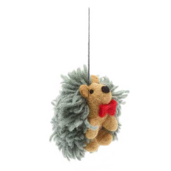 Dapper felt Hedgehog Christmas tree decoration product photo back L