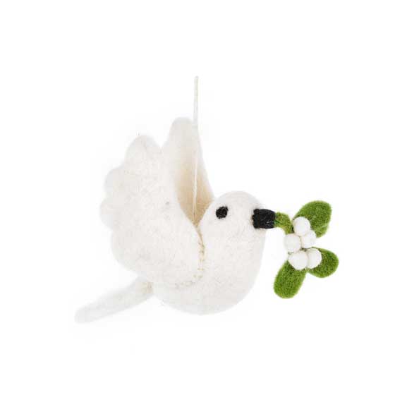 Felt Dove with mistletoe Christmas tree decoration product photo default L