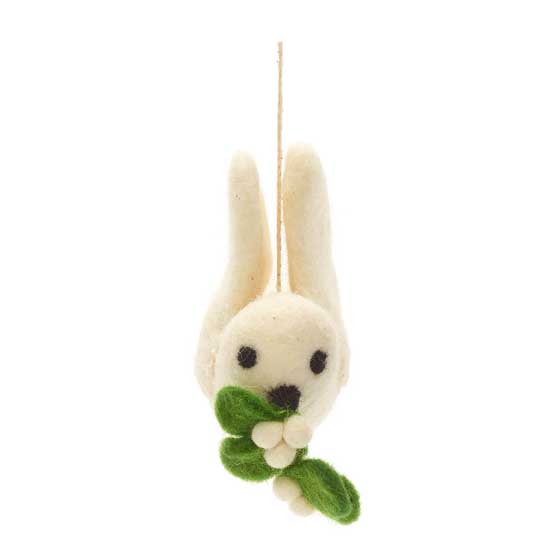 Felt Dove with mistletoe Christmas tree decoration product photo back L