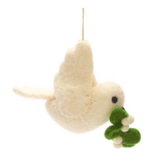 Felt Dove with mistletoe Christmas tree decoration product photo front L