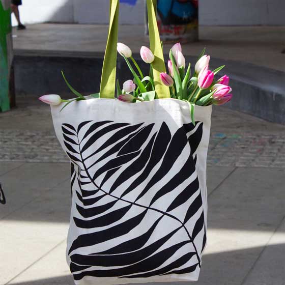 Fern leaf recycled cotton tote bag product photo default L