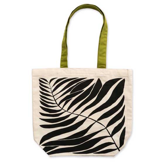 Fern leaf recycled cotton tote bag product photo side L