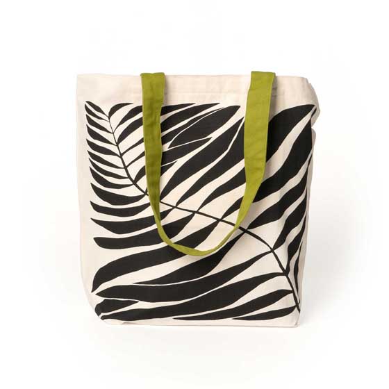 Fern leaf recycled cotton tote bag product photo ai5 L
