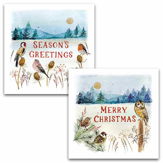 Festive field countryside Christmas cards, pack of 10 (2 designs) product photo default L