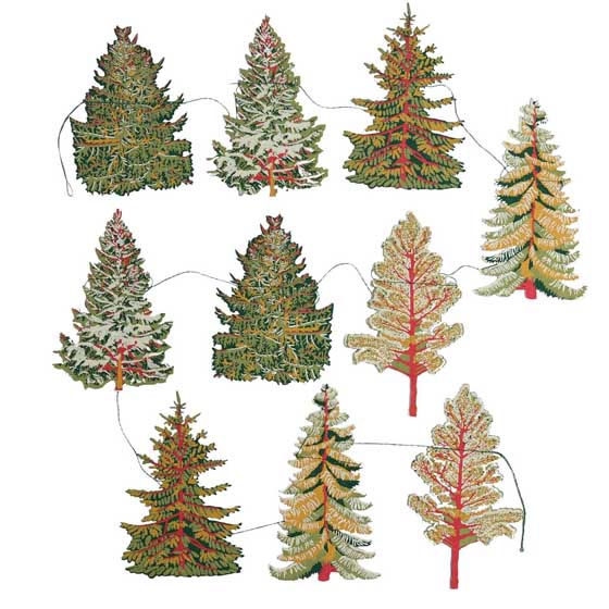 Hand-printed forest paper garland product photo side L