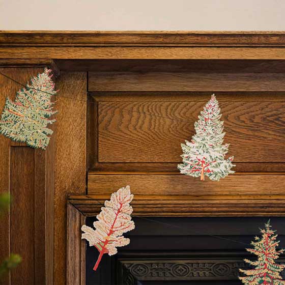 Hand-printed forest paper garland product photo front L
