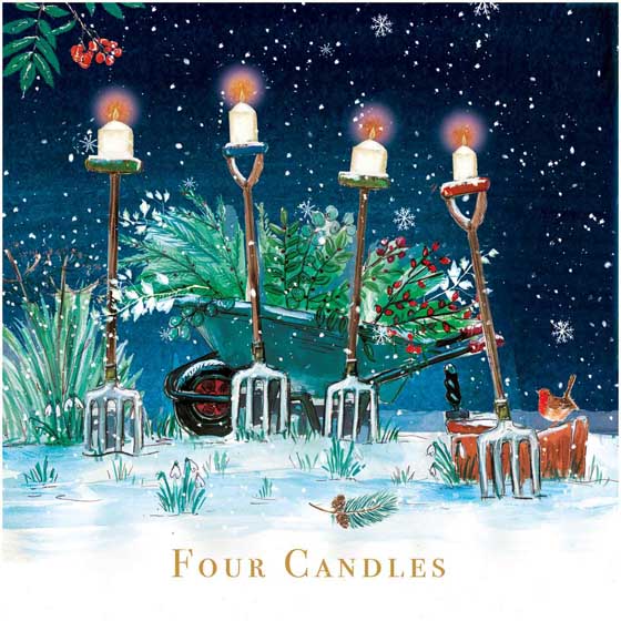 Four candles Christmas cards, pack of 10 product photo default L